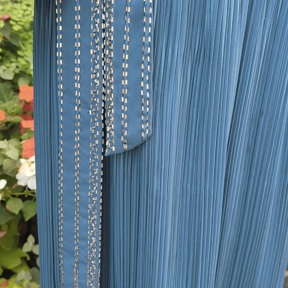 True Vintage Jack Bryan 70's Hollywood Glam Chevron Beaded Pleated Maxi - Picture 13 of 16